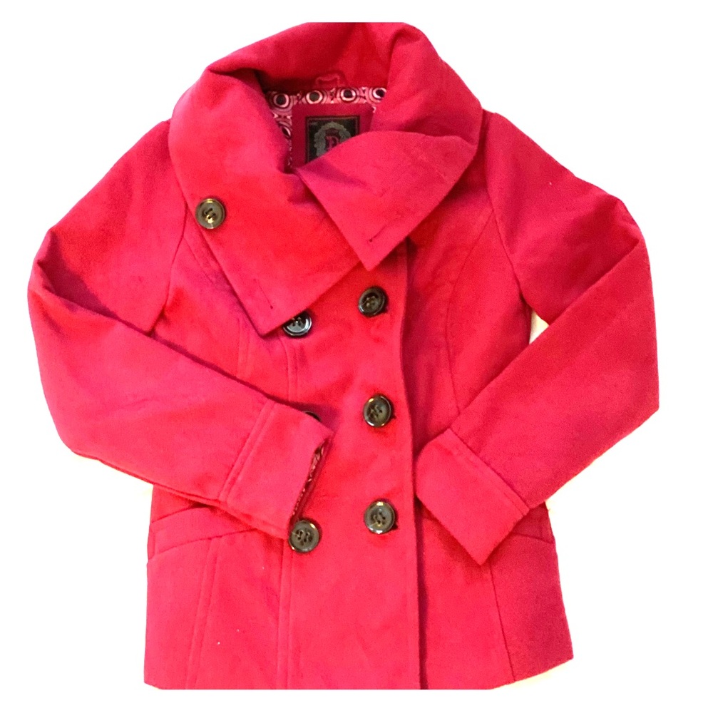 Pretty cowlneck coat. Magenta
